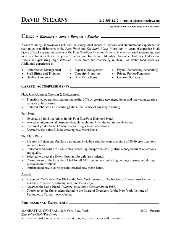 Pastry Chef Resume Sample chef resume samples