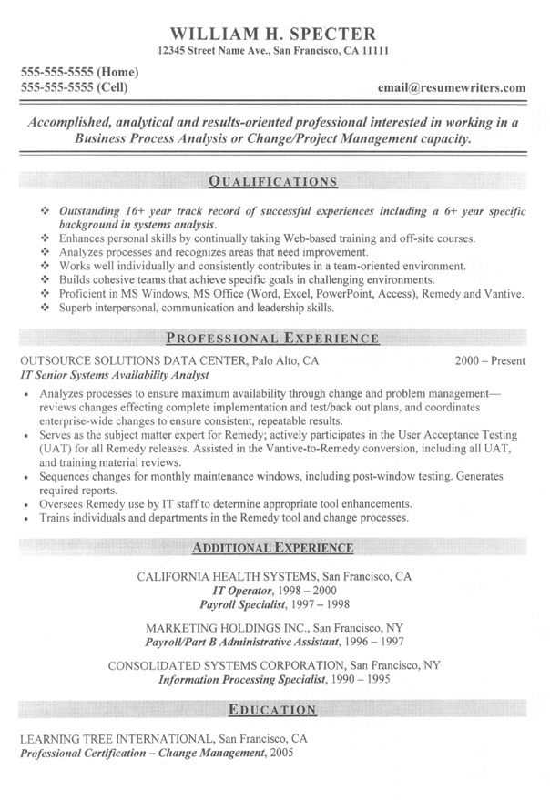 Business analyst resume with retail experience