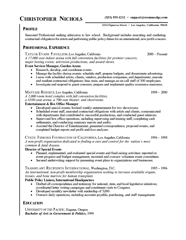 Military college admissions director resume